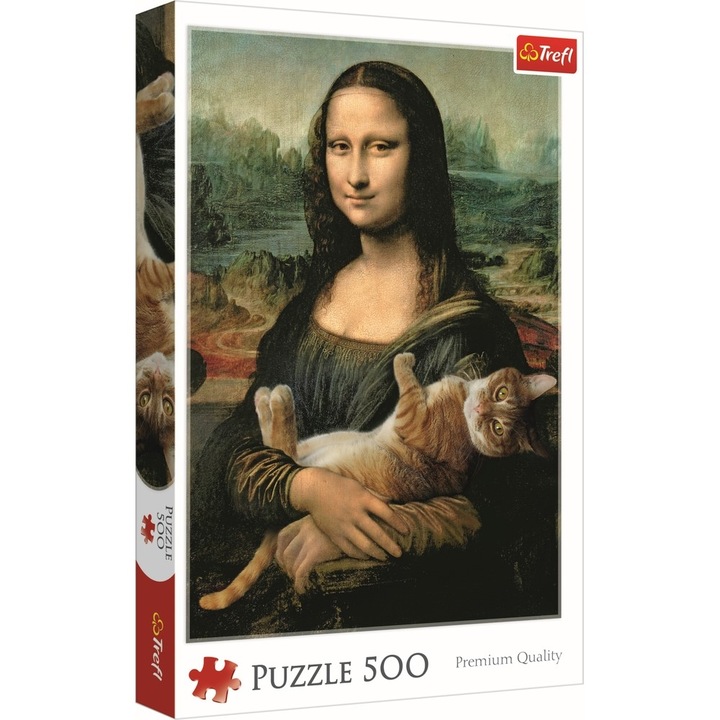 Пъзел Trefl, Мона Лиза с котка, 500 части