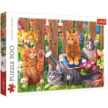 Puzzle Trefl, Pisicute in gradina, 500 piese Puzzle Trefl, Pisicute in gradina, 500 piese
