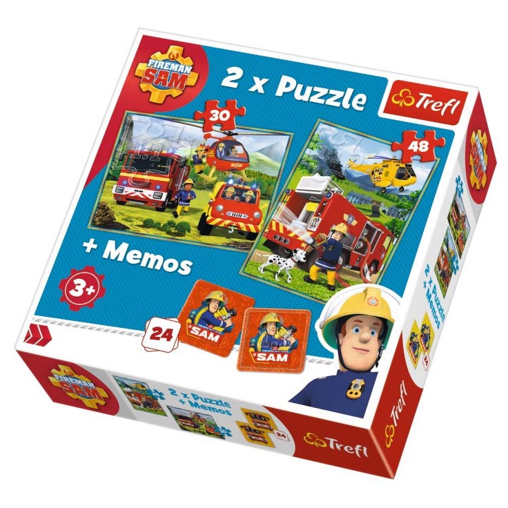 Puzzle Trefl 2 in 1, Pompierul Sam in actiune, 78 piese