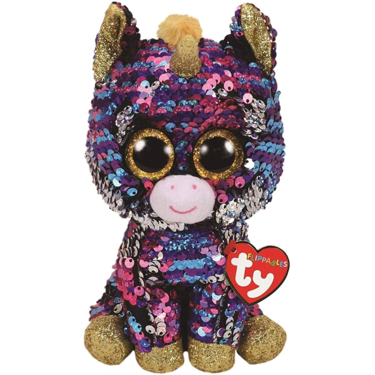 Jucarie de plus TY Plus, Unicornul Celeste cu paiete, 15cm