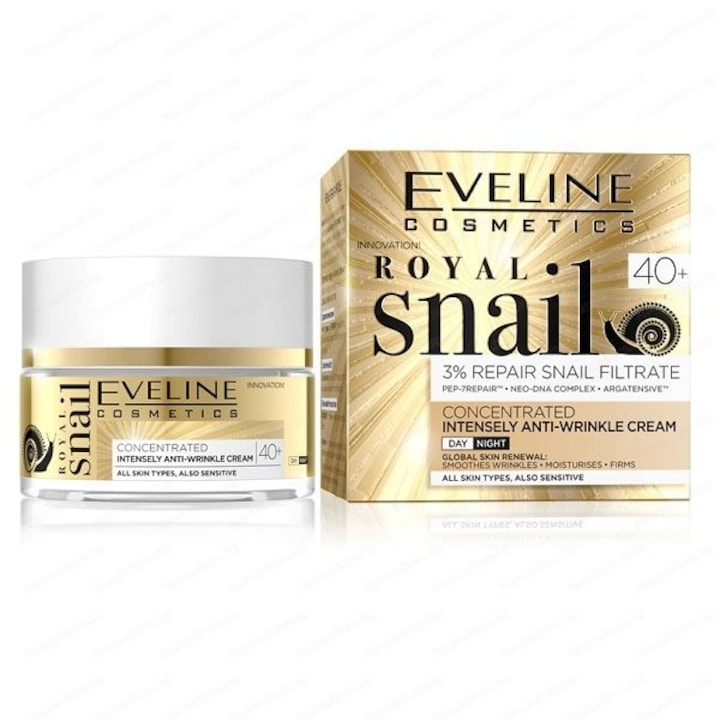 Крем за лице Eveline Royal Snail против бръчки с екстракт от охлюви 40+ 50 мл за жени