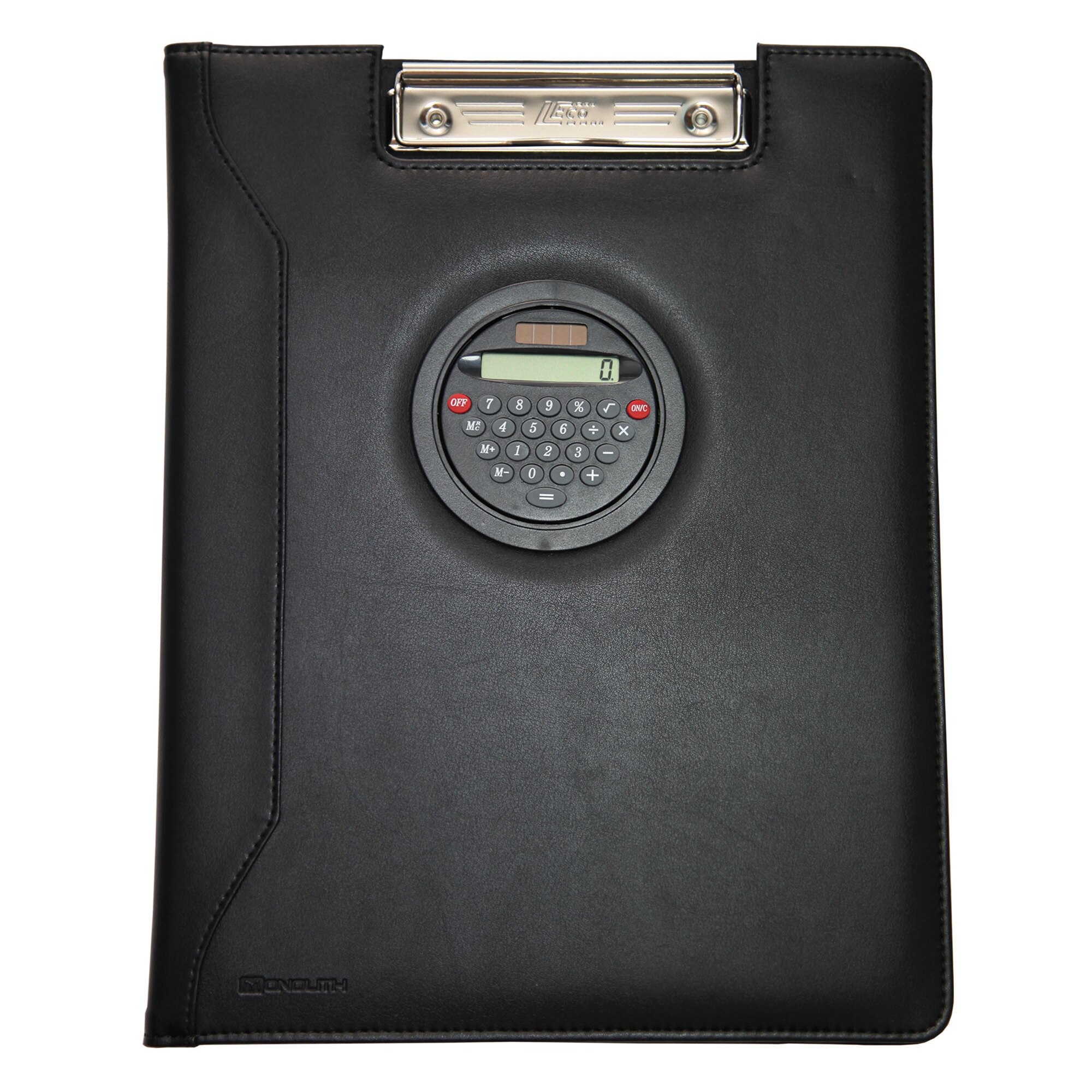 Clipboard dublu A4 si calculator, MONOLITH 2917, imitatie piele, negru