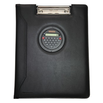 Clipboard dublu A4 si calculator, MONOLITH 2917, imitatie piele, negru Clipboard dublu A4 si calculator, MONOLITH 2917, imitatie piele, negru