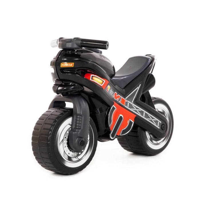 Мотоциклет без педали Polesie, 70х30х49,3 см, Черен/Червен