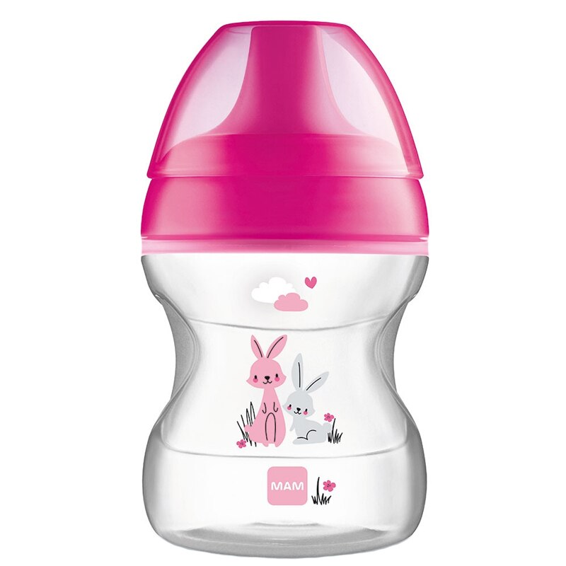 Biberon cu cioc 190 ml MAM Learn to Drink 001AAB, Roz 6+ luni