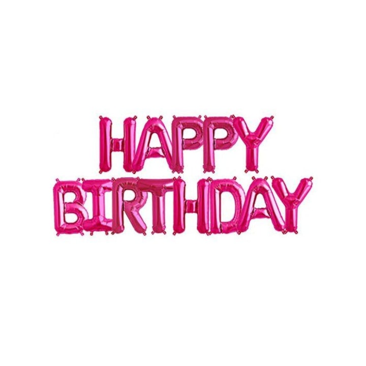 Комплект фолиеви балони, Happy Birthday, розови, 40 см, It's Party Time