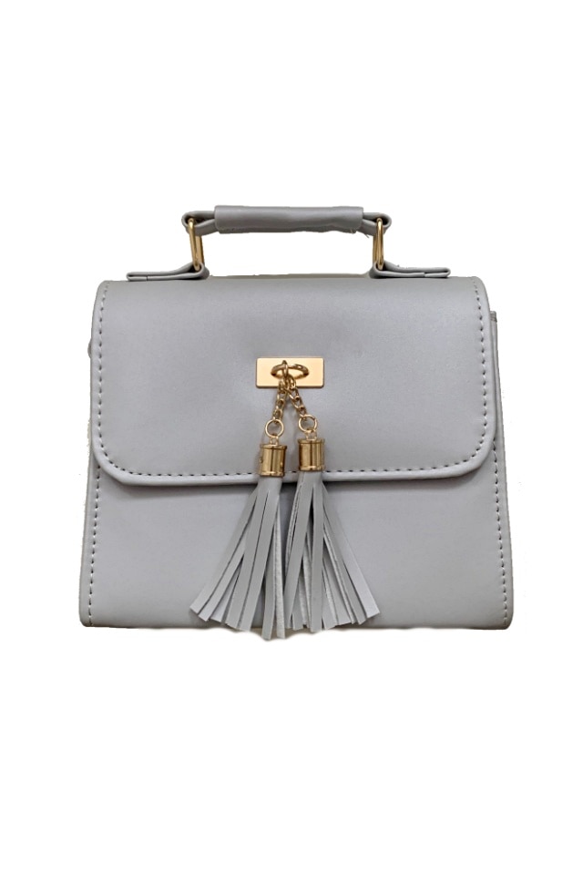 Geanta de dama Laurette gri din piele ecologica, 20 x 17 x 9 cm