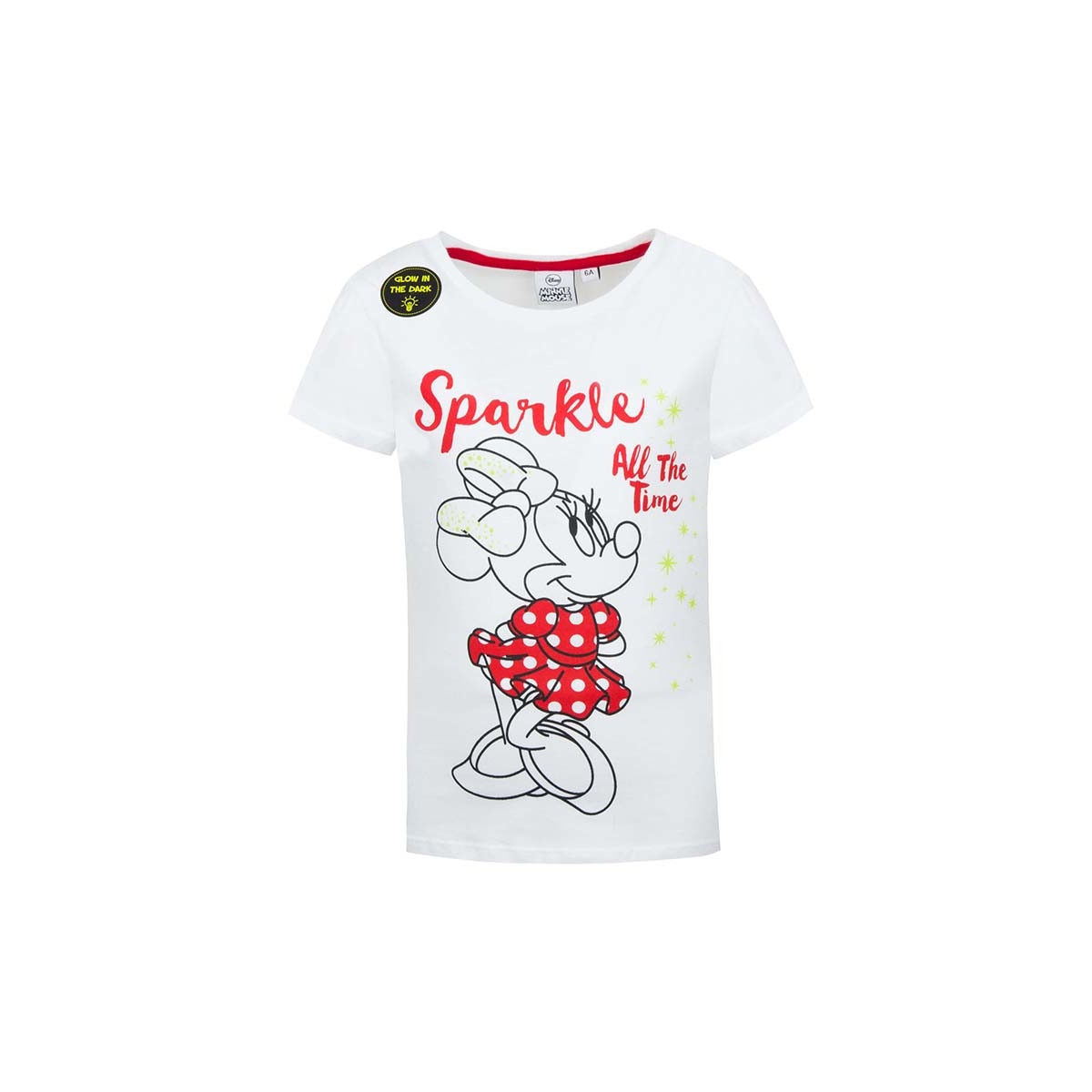 Tricou fetite, Minnie glow in the dark, alb