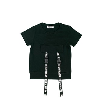 Tricou copii, negru, model detaliu catarama Tricou copii, negru, model detaliu catarama