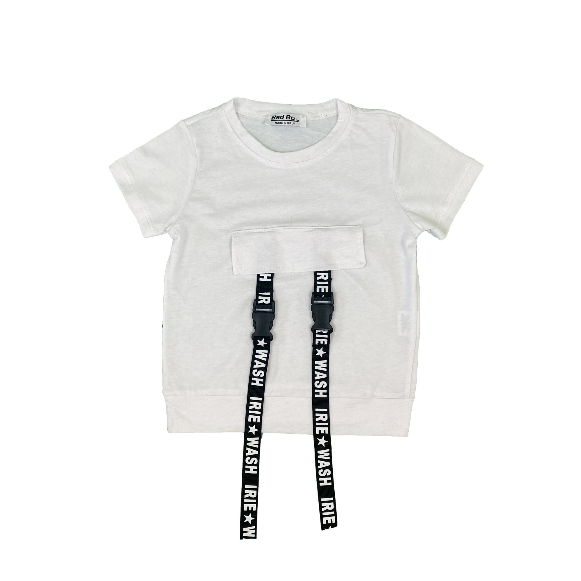 Tricou copii, alb, model detaliu catarama