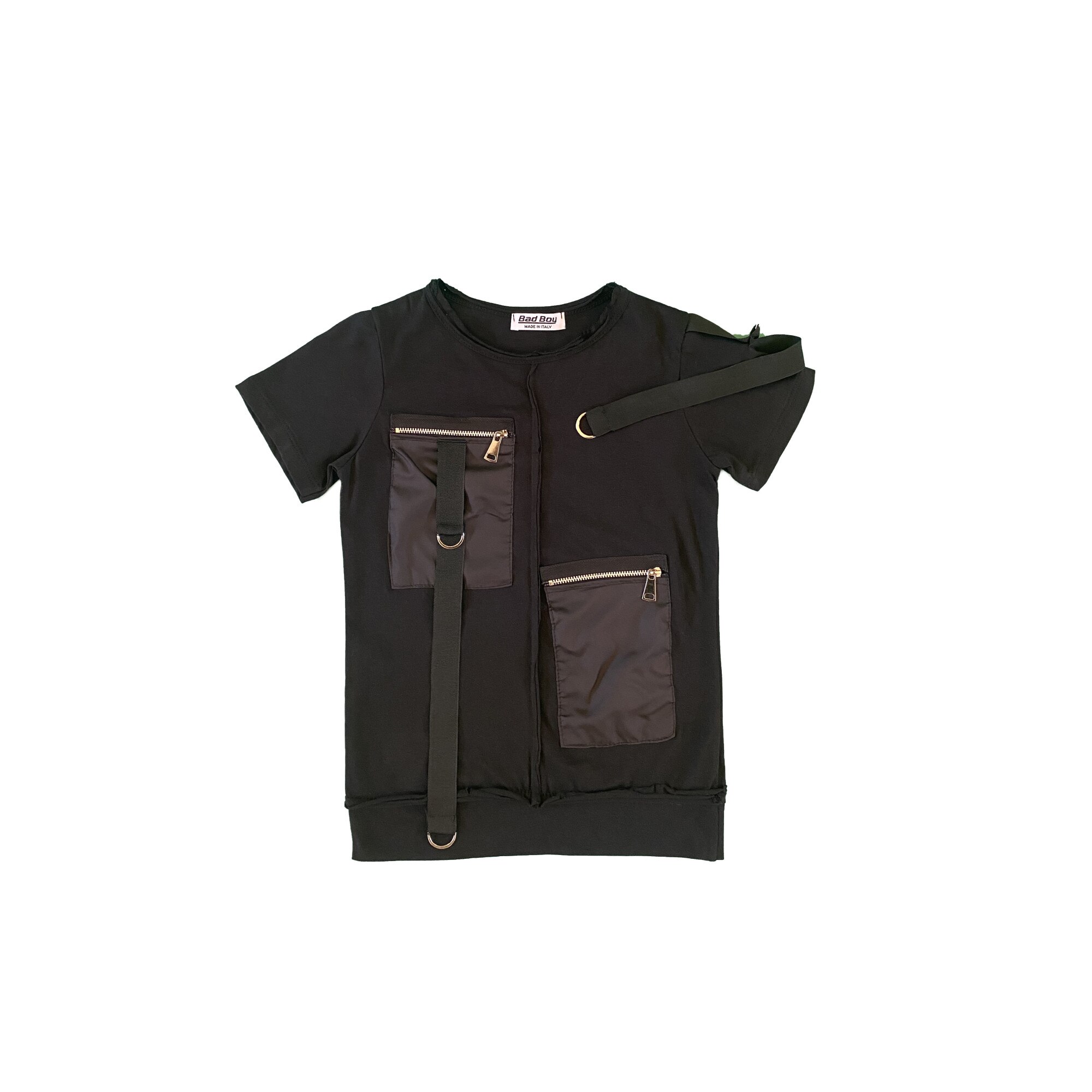 Tricou copii, unisex, Bad Boy, model 2 buzunare, Negru