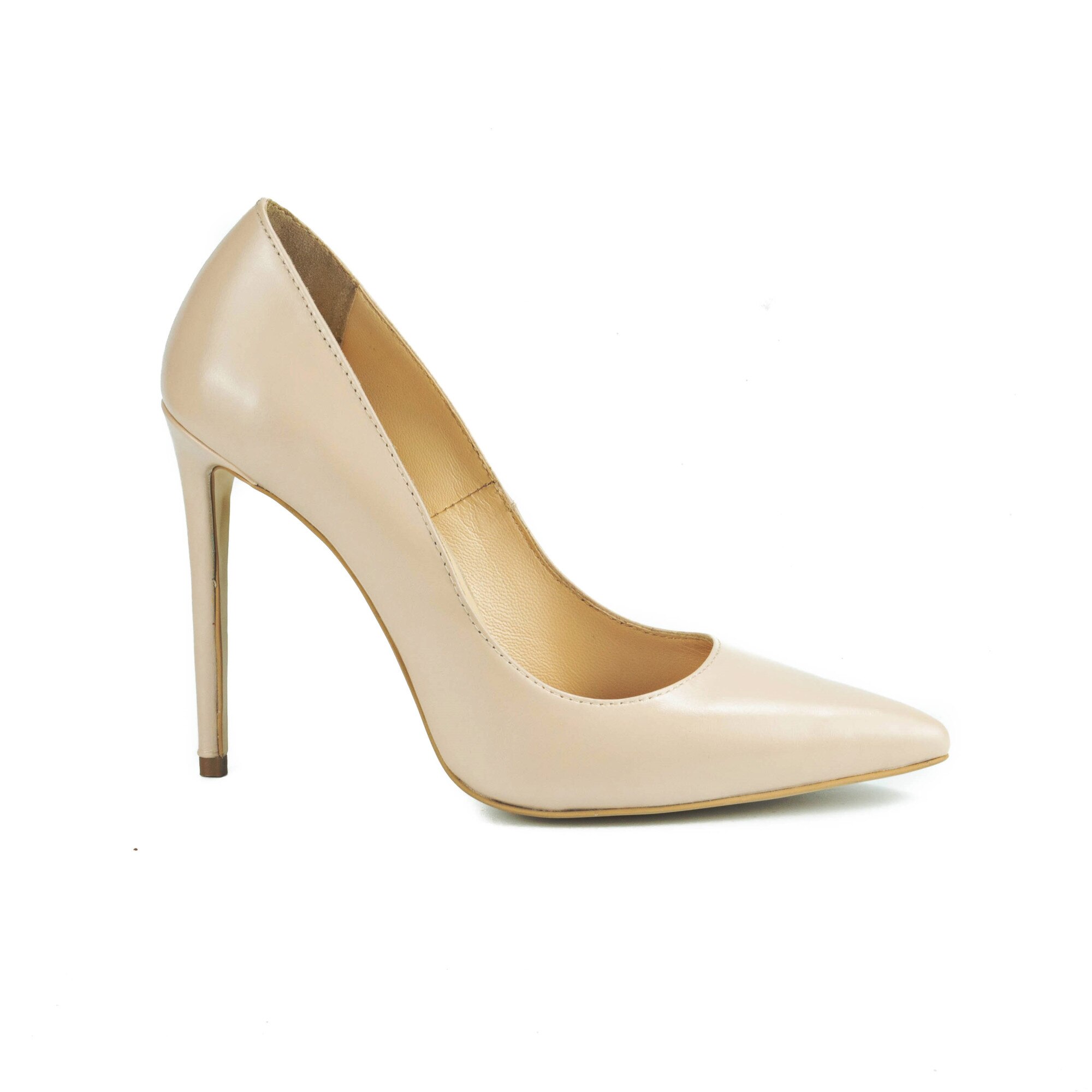 Pantofi stiletto Donna Mia, piele naturala, Bej
