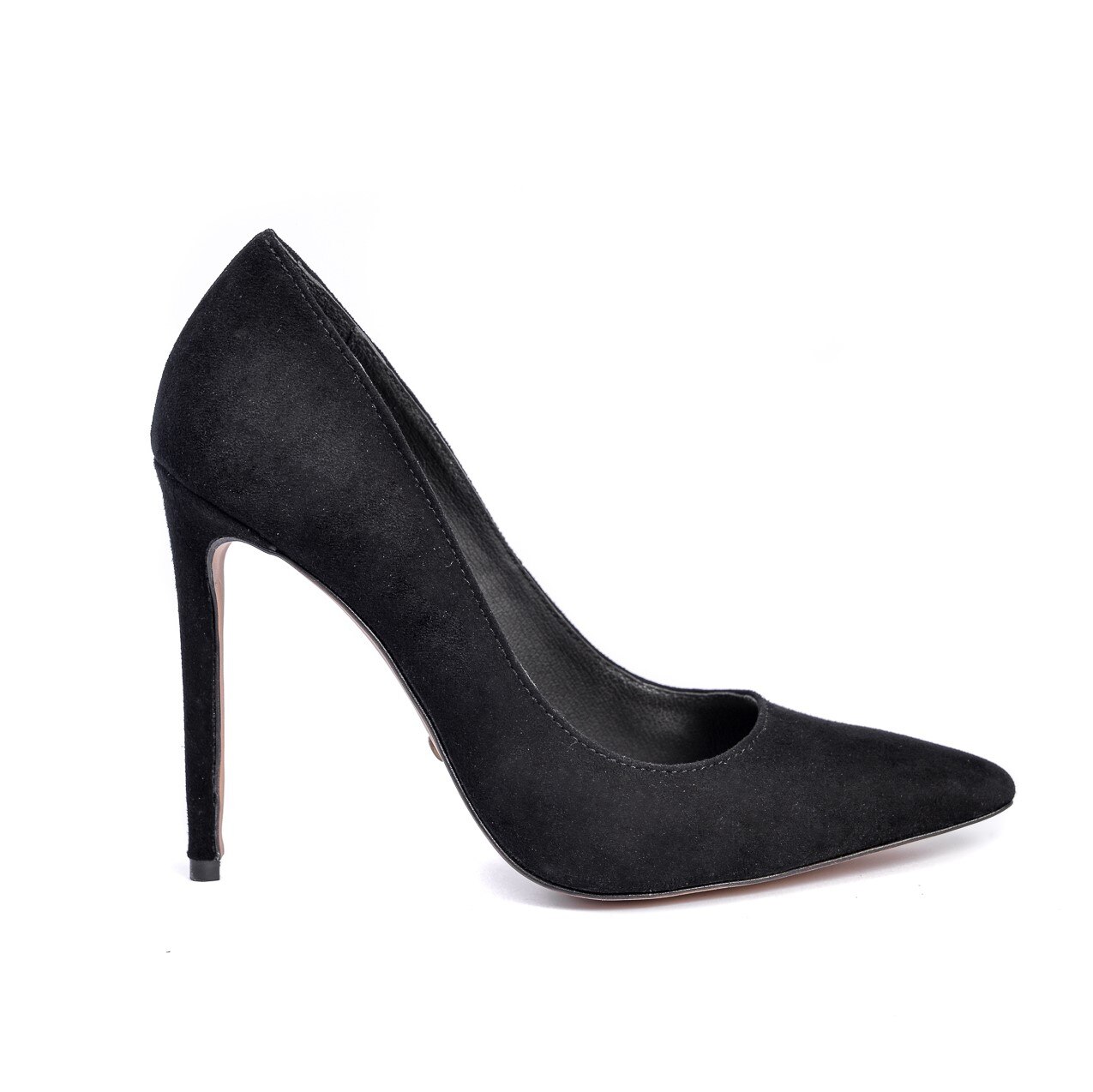 Pantofi stiletto Donna Mia 1715, piele naturala velur, negru, Negru