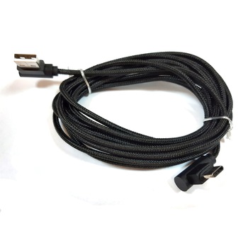 Cablu de date si incarcare USB Type C, unghi 90 grade, negru textil, 3 metri lungime Cablu de date si incarcare USB Type C, unghi 90 grade, negru textil, 3 metri lungime