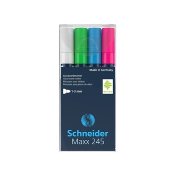 Marker pentru sticla Schneider Maxx 245 4/set alb,a,v,r Marker pentru sticla Schneider Maxx 245 4/set alb,a,v,r