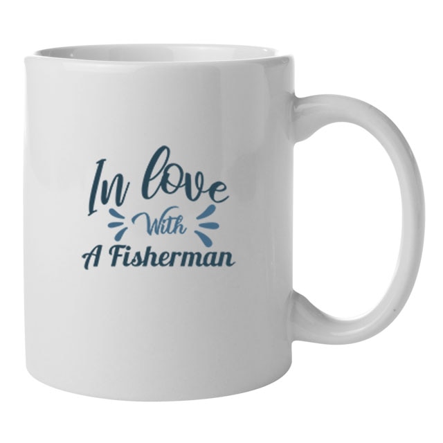 Cana personalizata In love with a fisherman, ceramica alba, 330 ml