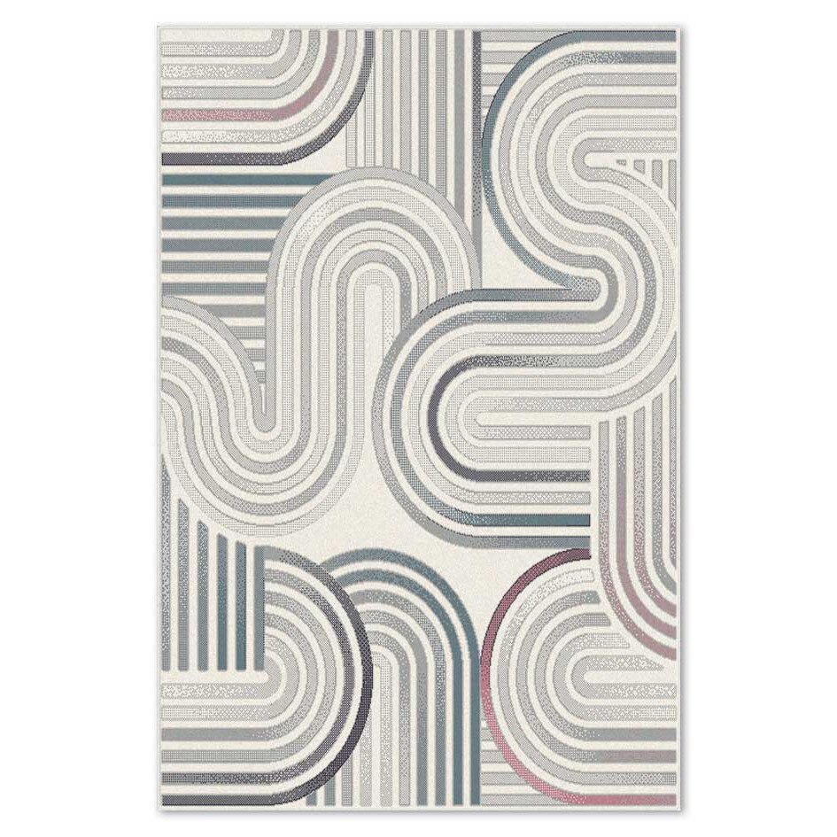 Covor sintetic Matrix 5695-1-16833, 200x300cm, Alb/Gri, Model modern