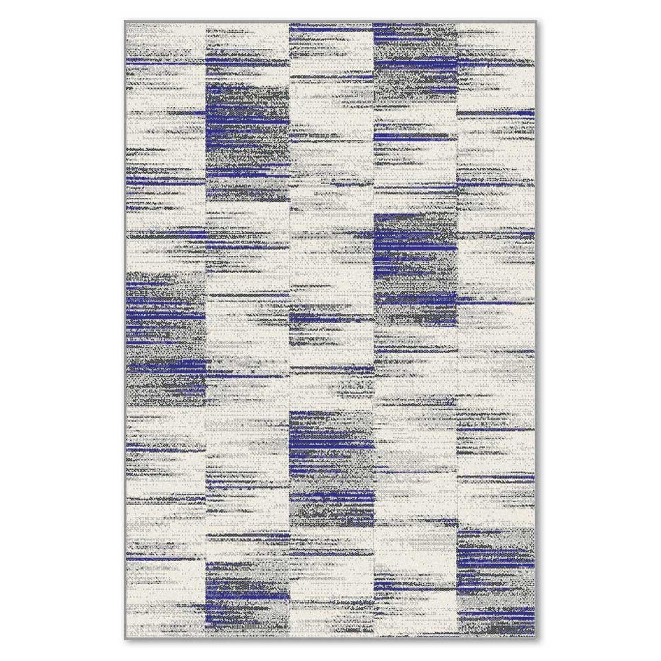 Covor sintetic Matrix 5810-1-17211, 60x110cm, Alb/Gri/Albastru, Model modern