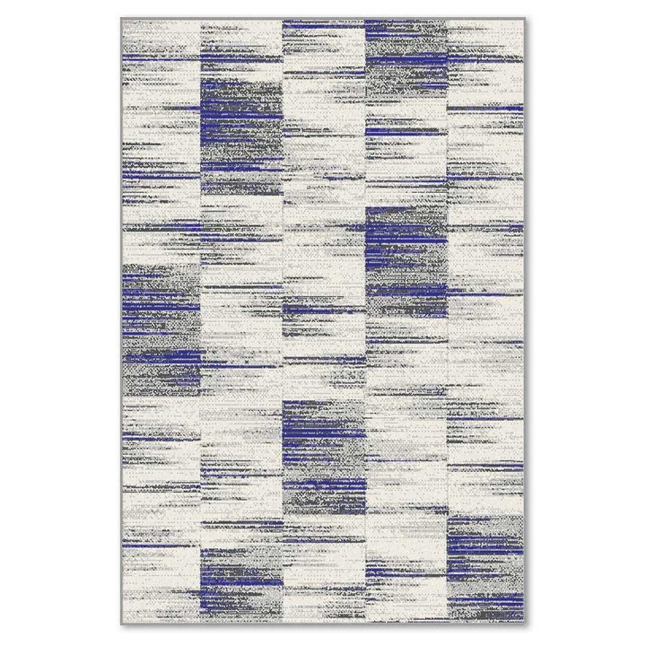 Covor Carpeta sintetic, Colectia Matrix 5810-1-17211, 80x150cm, Alb/Gri/Albastru, Model modern