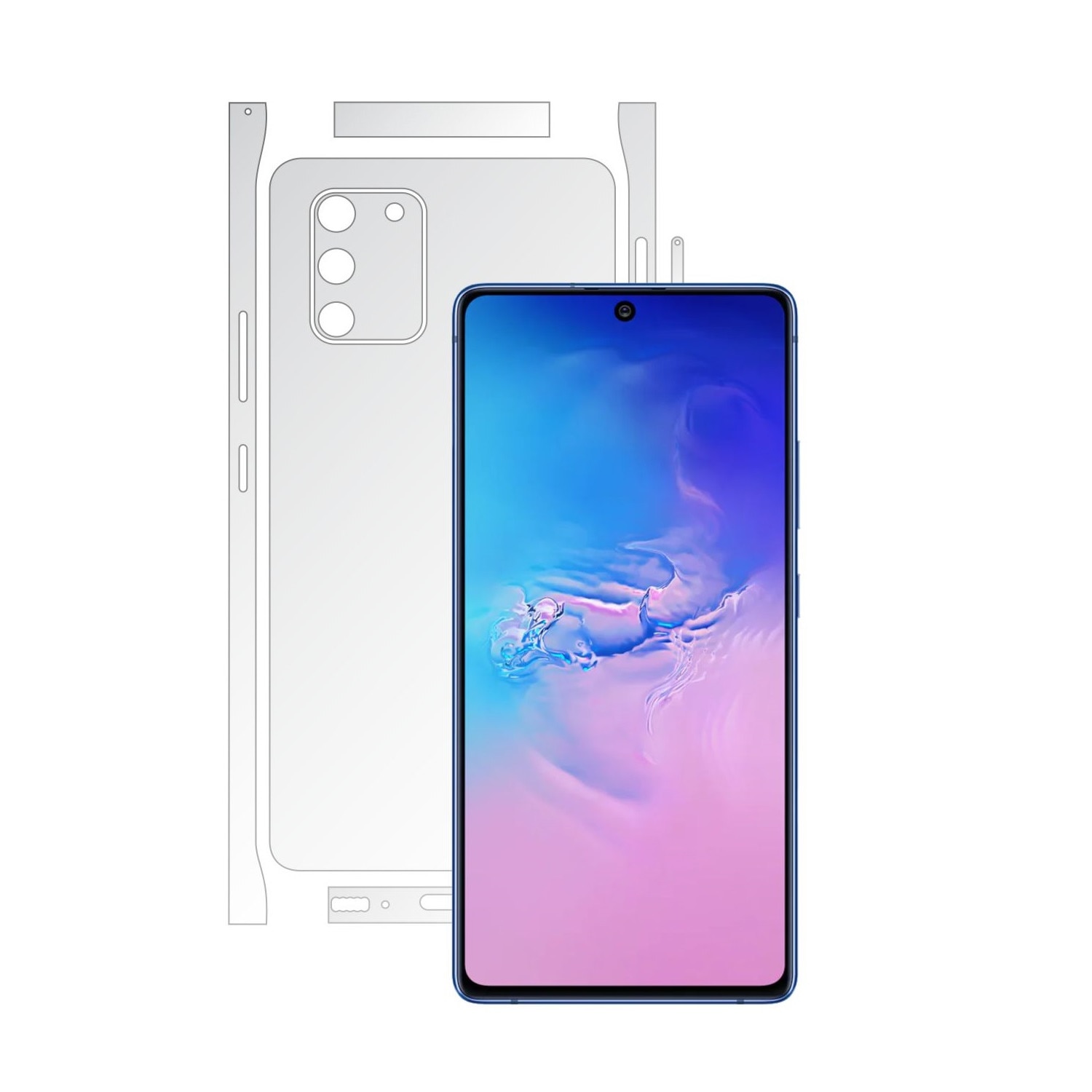 Folie Protectie Spate Invisible Skinz HD pentru Samsung Galaxy S10 Lite - Folie Siliconica Ultra-Clear cu taiere Split Cut pentru Carcasa Spate si Laterale, Skin Adeziv Transparent