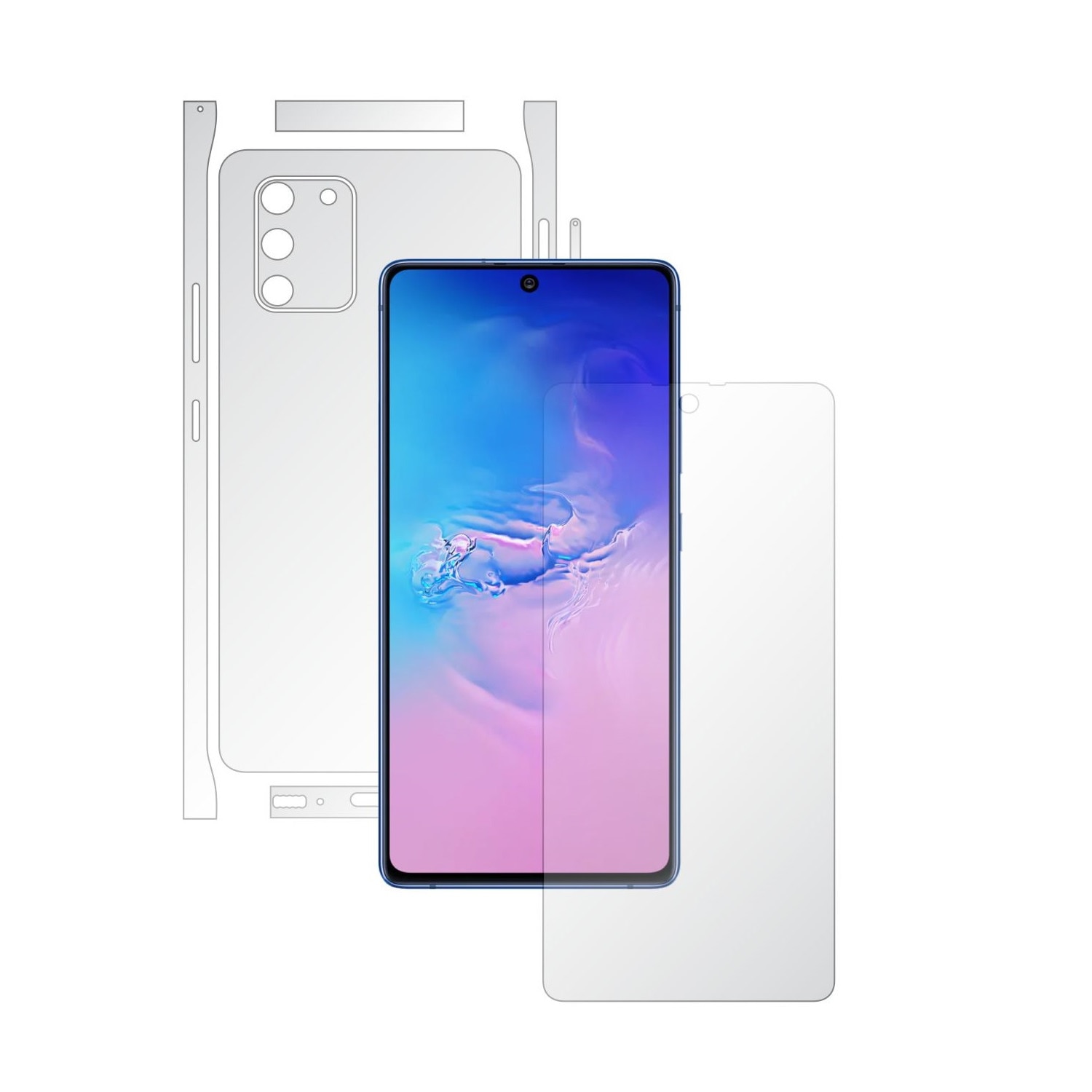 Folie Full Body Invisible Skinz UHD AutoRegeneranta pentru Samsung Galaxy S10 Lite - Folie Protectie Siliconica Ultra-Clear cu taiere Split Cut pentru Ecran, Carcasa Spate si Laterale, Skin Adeziv Transparent