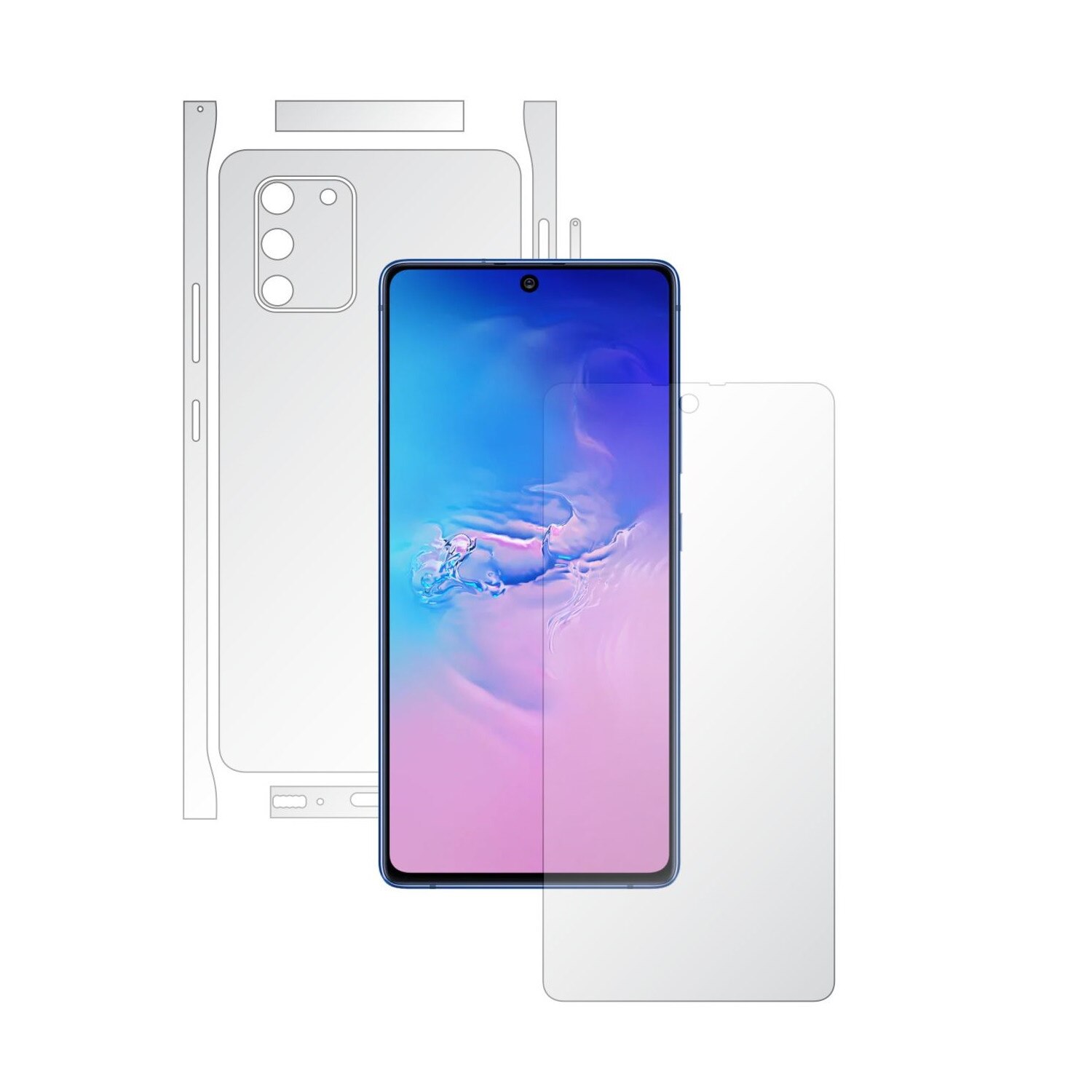 Folie Full Body Invisible Skinz HD pentru Samsung Galaxy S10 Lite - Folie Protectie Siliconica Ultra-Clear cu taiere Split Cut pentru Ecran, Carcasa Spate si Laterale, Skin Adeziv Transparent