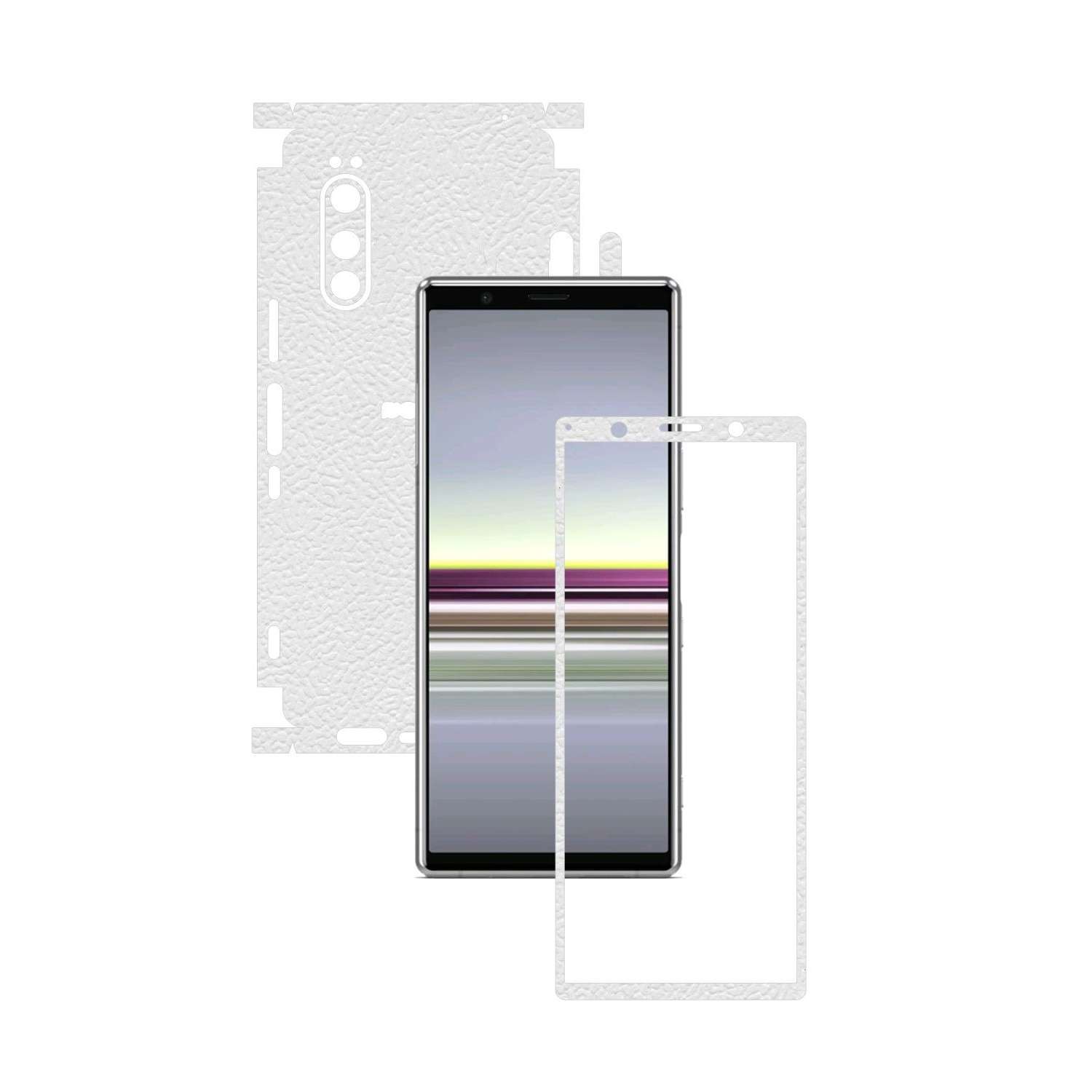 Folie Protectie Carbon Skinz pentru Sony Xperia 5 - Piele Alba 360 Cut, Skin Adeziv Full Body Cover pentru Rama Ecran, Carcasa Spate si Laterale