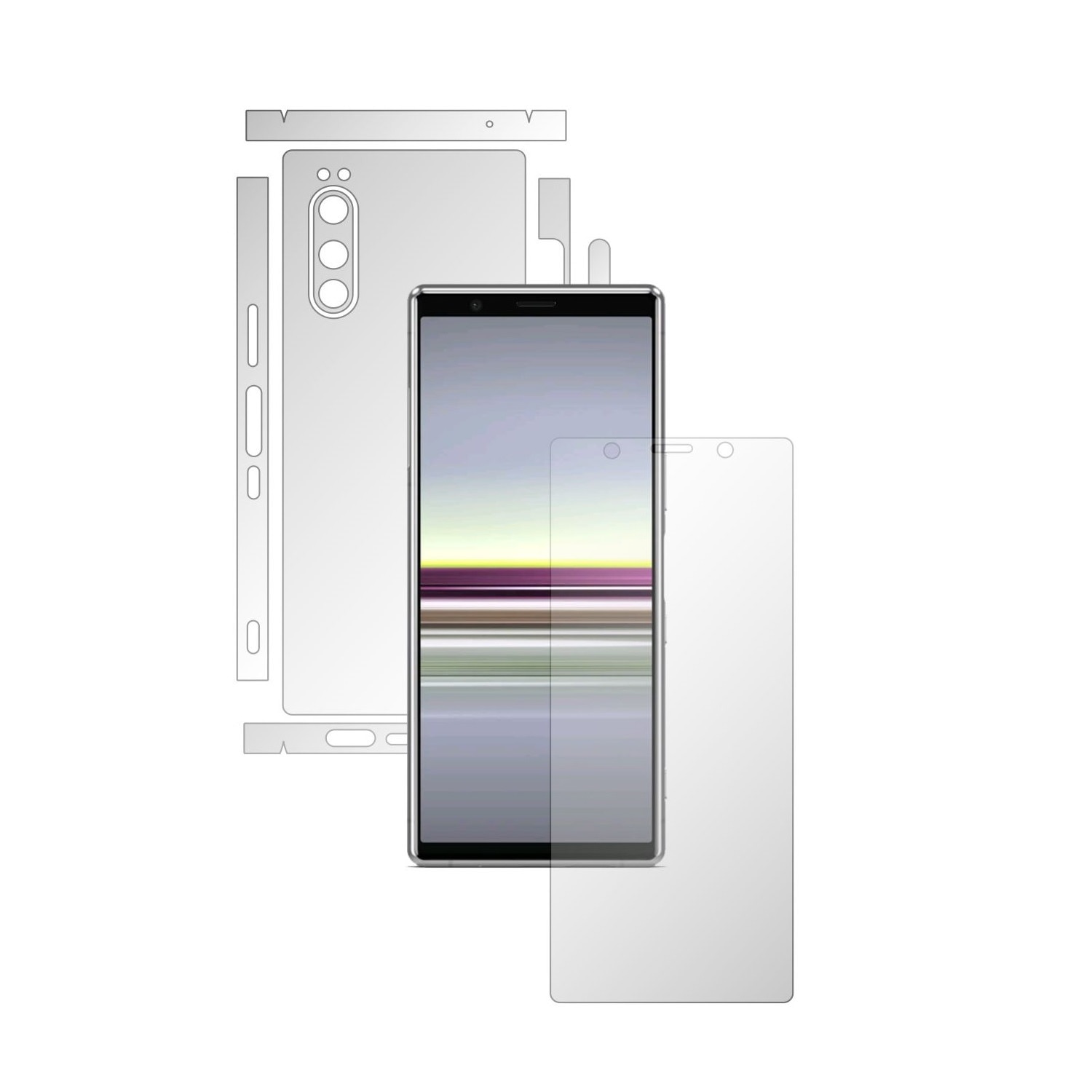 Folie Full Body Invisible Skinz HD pentru Sony Xperia 5 - Folie Protectie Siliconica Ultra-Clear cu taiere Split Cut pentru Ecran, Carcasa Spate si Laterale, Skin Adeziv Transparent
