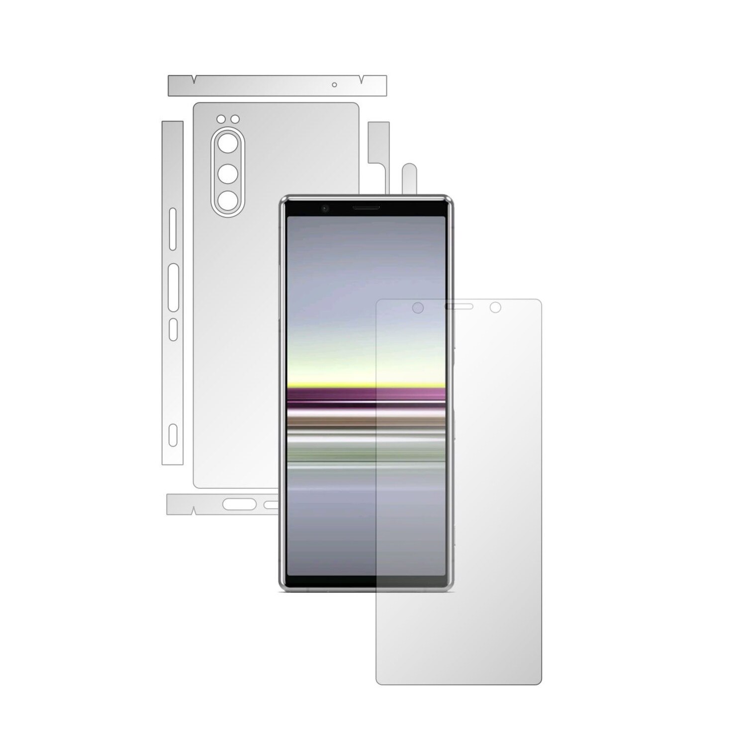 Folie Full Body Invisible Skinz UHD AutoRegeneranta pentru Sony Xperia 5 - Folie Protectie Siliconica Ultra-Clear cu taiere Split Cut pentru Ecran, Carcasa Spate si Laterale, Skin Adeziv Transparent