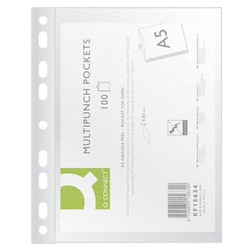 Set 100 Folii de Protectie A5, Tip Coaja Portocala, 50 MIC, Folie Protectie pentru Documente Q-CONNECT Set 100 Folii de Protectie A5, Tip Coaja Portocala, 50 MIC, Folie Protectie pentru Documente Q-CONNECT