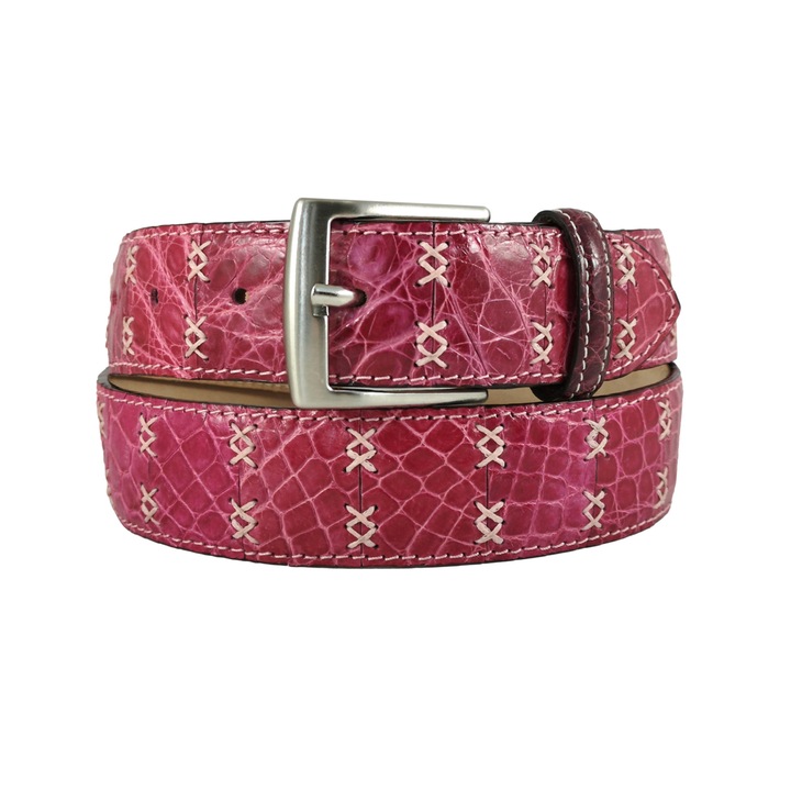 Curea Unisex din Piele de Crocodil, 95-110 cm, Rosu