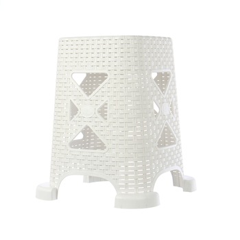 Tamburete pentru gradina sau terasa de culoare alb ce imita impetitura de ratan, ATS Tamburete pentru gradina sau terasa de culoare alb ce imita impetitura de ratan, ATS