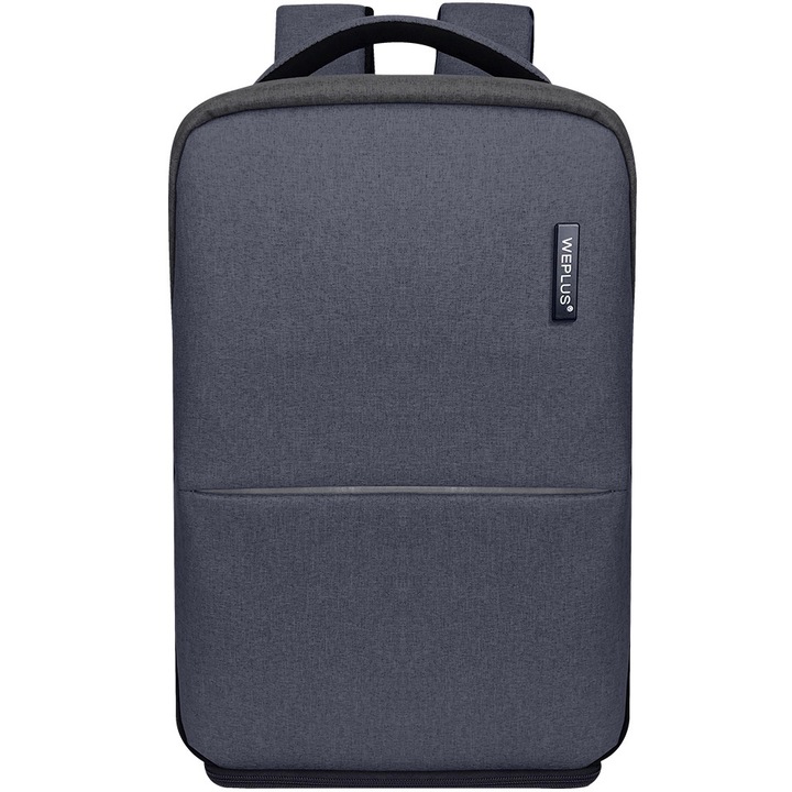 Rucsac laptop 15.6 inch, port USB, rezistent la stropi de apa, sistem fixare pe valiza, marca WEPLUS, WP8801BE, Albastru