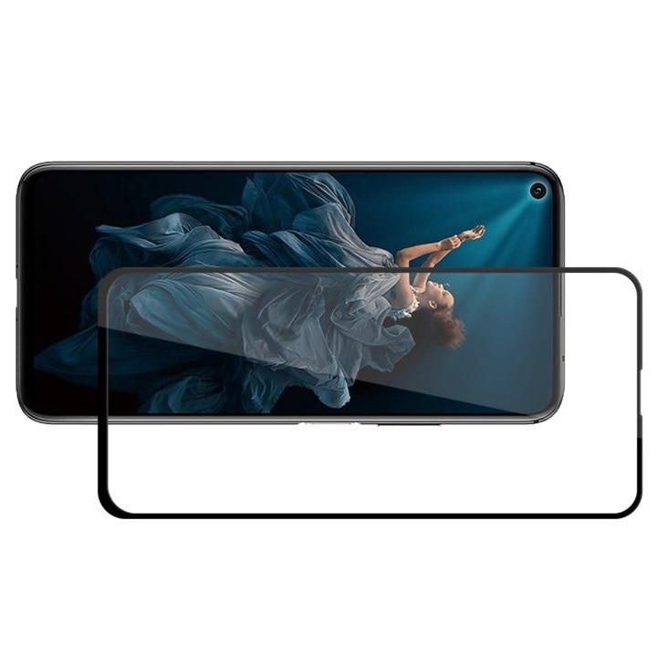 Folie sticla securizata Full Cover Full Glue pentru Huawei Nova 5T, Negru