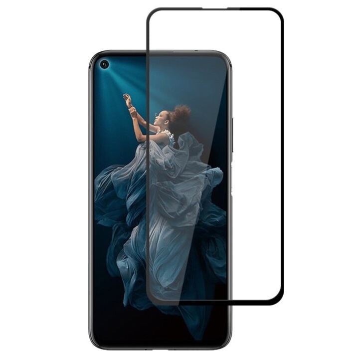 Folie sticla securizata Full Cover Full Glue pentru Huawei Nova 5T, Negru