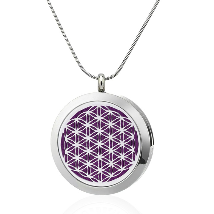 Zioda smart essentials Flower of Life Aromaterápiás nyaklánc, diffúzor típusú, illóolajokhoz, kerek, ezüst