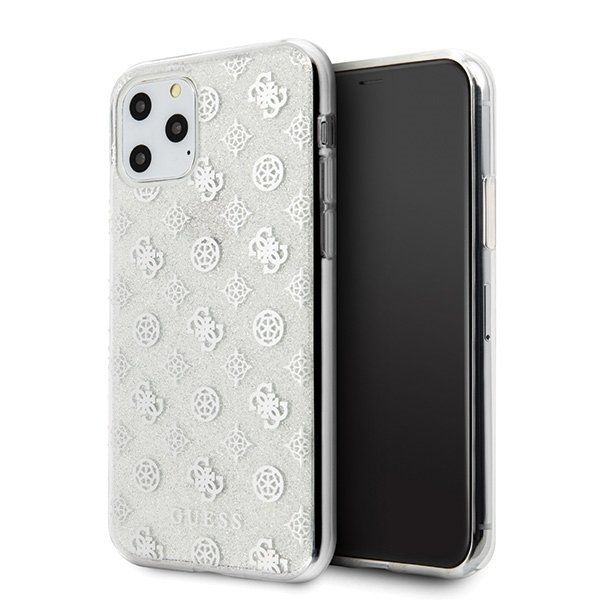 Husa iPhone 11 Pro Guess 4G Peony Glitter Silver