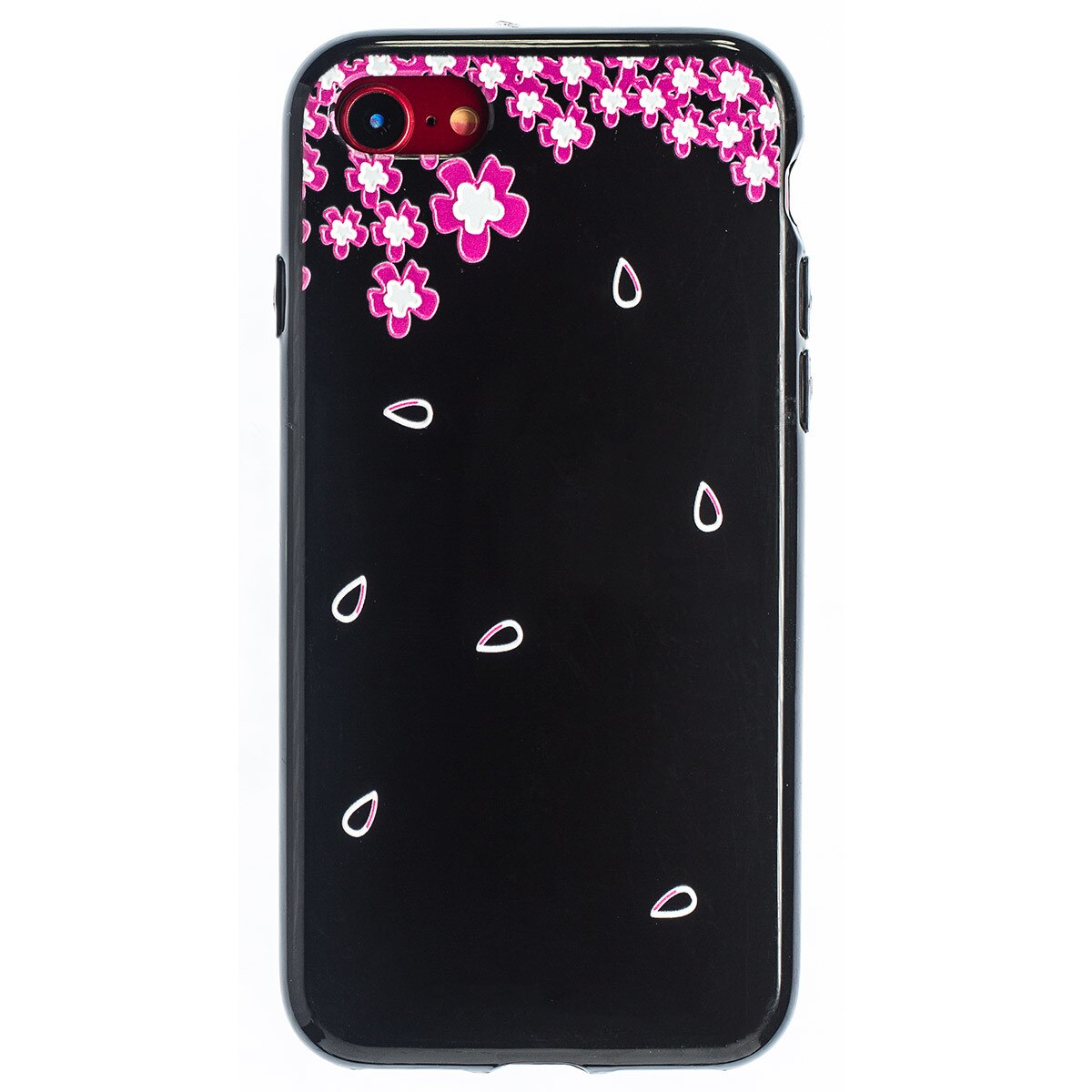 Husa Fashion iPhone 7/8/SE 2 Negru, Pink Flowers