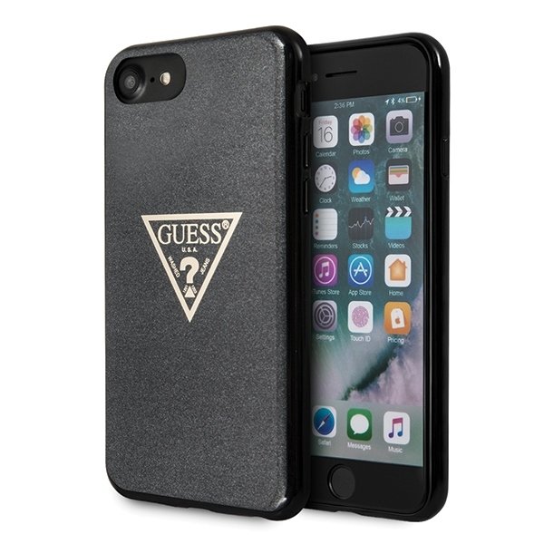 Husa iPhone 7 / 8 Guess Glitter Triangle Black