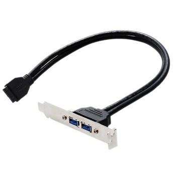 Placa interna 2 porturi USB 3 mama la 20Pini tata, bracket extensie pentru carcasa calculator, adaptor USB3.0 placa baza 19/20 pin, cablu 40cm Placa interna 2 porturi USB 3 mama la 20Pini tata, bracket extensie pentru carcasa calculator, adaptor USB3.0 placa baza 19/20 pin, cablu 40cm