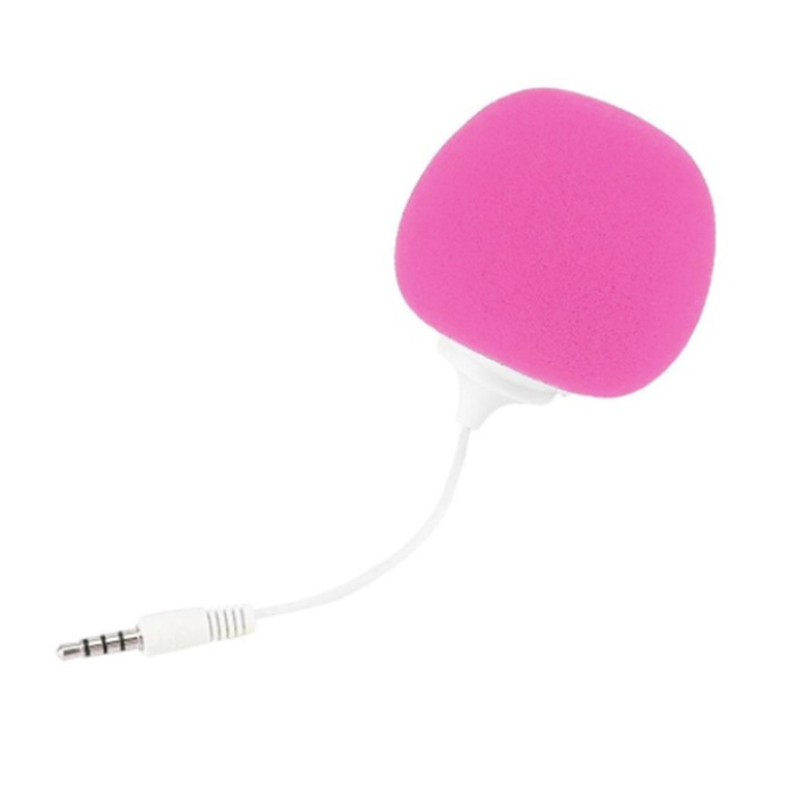 Мини преносим високоговорител, джобен, тип "топка", 3W, 3,5 mm жак връзка, LED индикатори, бебешко розово