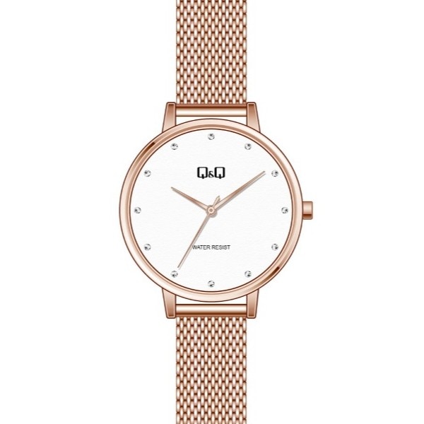 Ceas Q&Q QB57J021Y, dama, auriu, carcasa 36mm, bratara inox