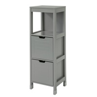 Dulap baie cu 2 sertare si un raft exterior FRG127-SG, SoBuy, MDF, 30 x 30 x 90 cm, Gri inchis
