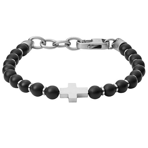 Bratara Fossil Men's Dress JF03121040, Argintiu, Negru