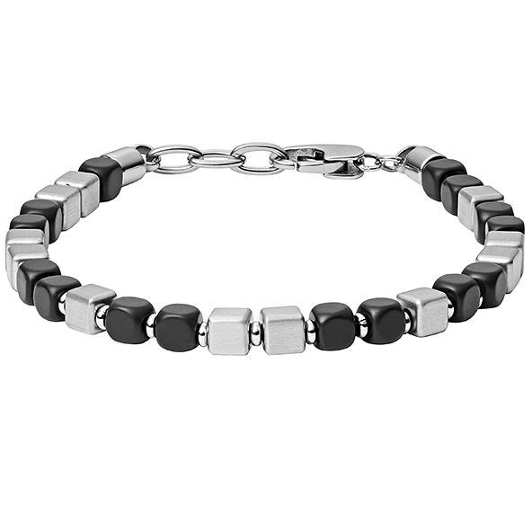 Bratara Fossil Men's Dress JF03123040, Argintiu, Negru