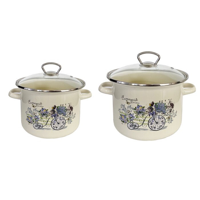 Set 4 piese 2 oale cu capac sticla RAKI ROMANTIC GARDEN 3L, 5,5L