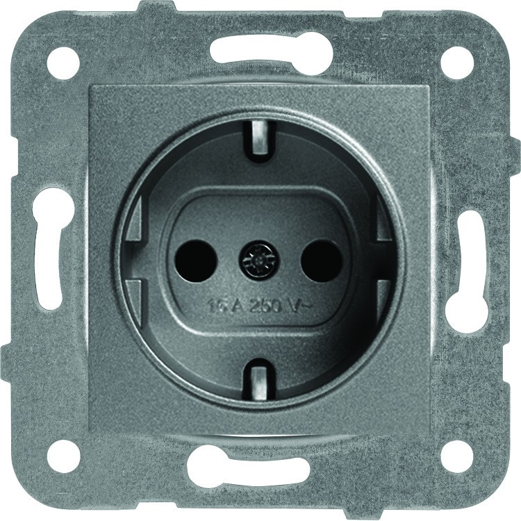 Priza simpla cu pamantare si protectie copii, 16A, IP20, grafit, Panasonic Arkedia Slim\ Karre Plus