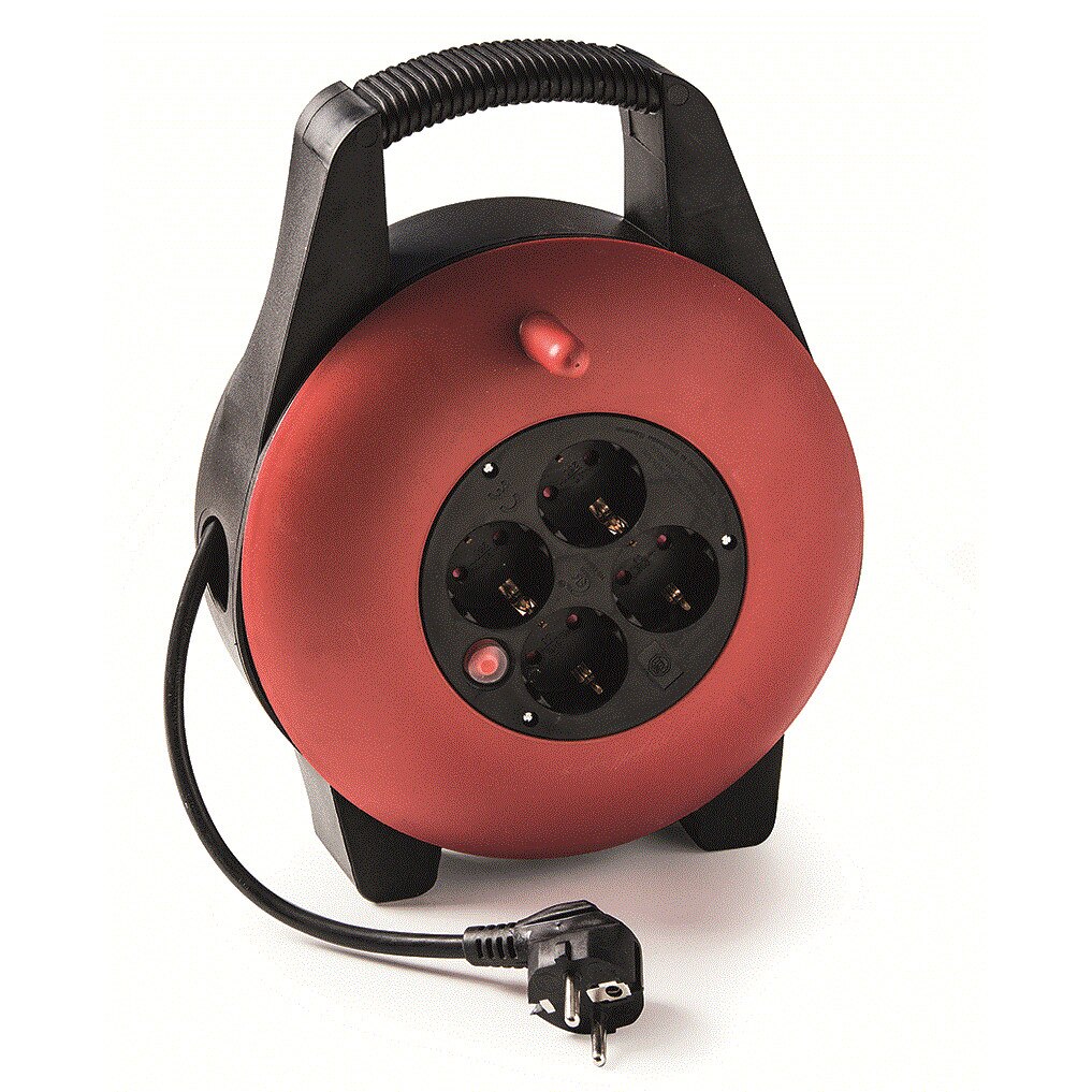 Derulator Famatel 4 prize schuko 10m HO5VV-F 3X1,5mmp cu stecher schuko 16A, 230V IP20