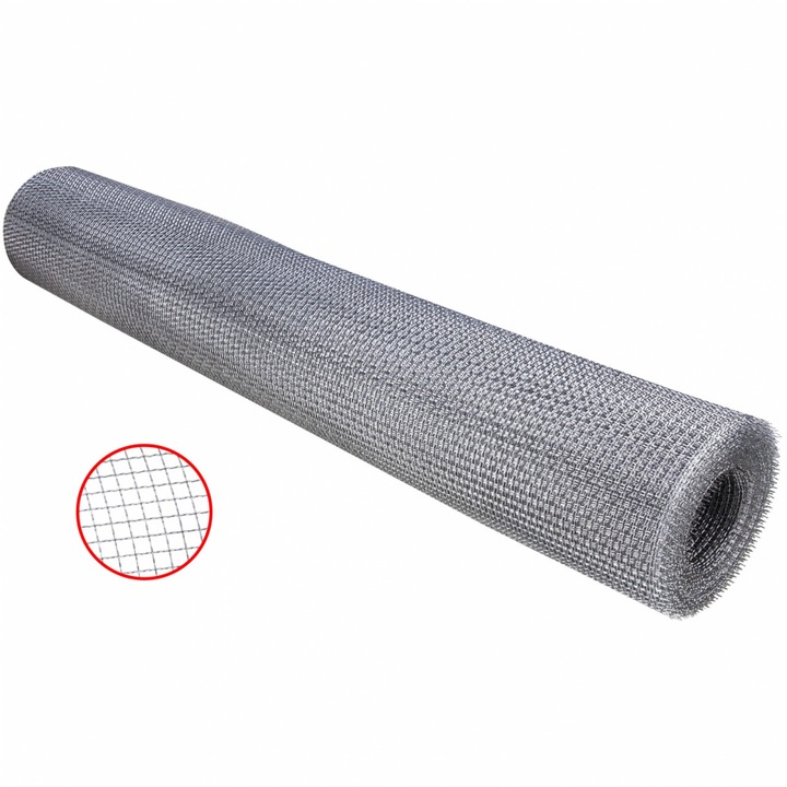 Plasa Zincata Evotools 1x12 m, grosime fir 1 mm, ochi 7.6x7.6 mm