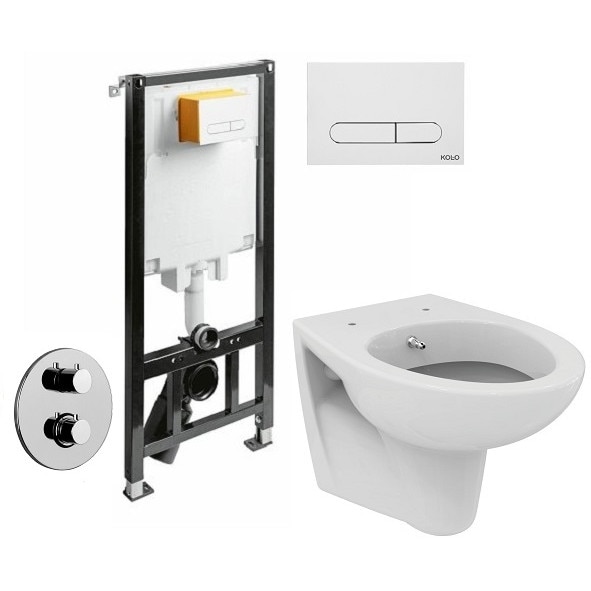 Toaleta cu bideu termostatat Ideal Standard Eurovit, Kolo, Paffoni, capacitate 9 L, alb